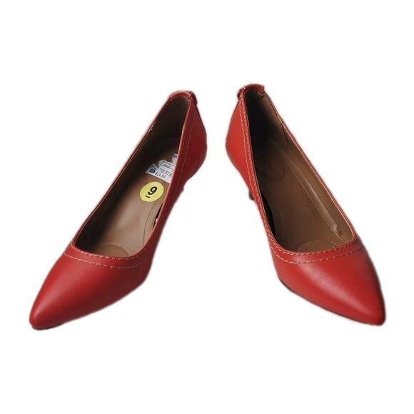 Calvin Klein Jeans Heels Size 9 Kaleigh Red Women's Leather Slip On Pumps - Picture 10 of 10